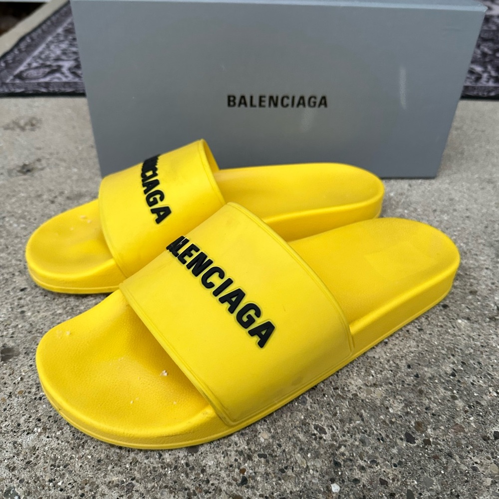 Balenciaga Pool Slide Sandal Yellow Men US 11 EUR 44 UK 10